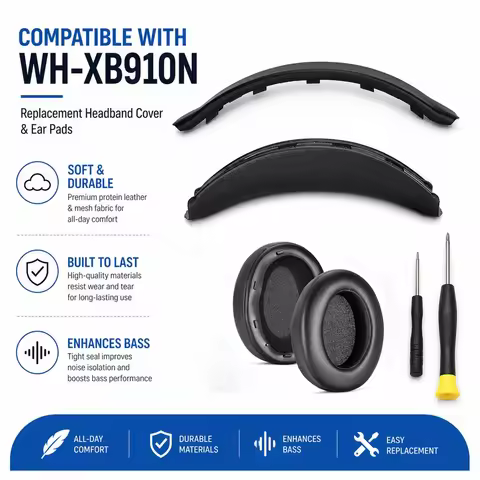 Replacement Headphone Ear Pads Mesh Fabric Sponge Foam Headset Earmuff Protein Leather for Sony WH-X