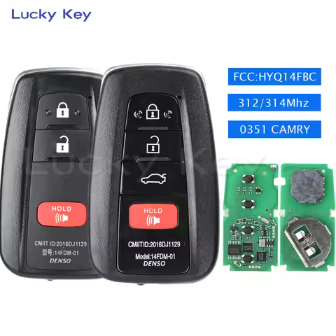 Keyless Go Smart Remote Car Key 312/314Mhz P4A9 Chip for Toyota Camry 2018 - 2021 FCC ID: HYQ14FBC 0