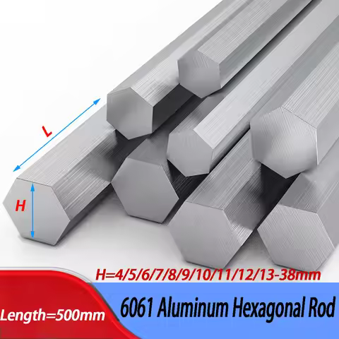 Length 500mm 6061 Aluminum Hexagonal Rod, Opposite Hex Rod 4/5/6/7/8/9/10/11/12/13-38mm