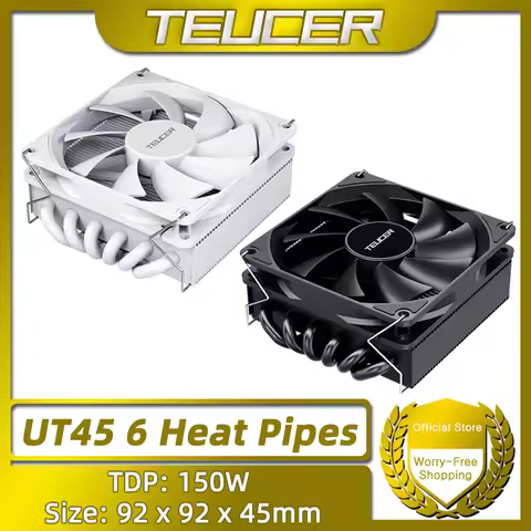 TEUCER UT45 6 Heat Pipe CPU Cooler TDP 150W ITX Chassis Air Cooling Radiator Compatible with AM5 AM4