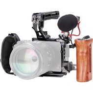 SmallRig Camera Cage & Top Handle & Wooden Side Handle &Hand Strap & On-Camera Microphone for Sony F