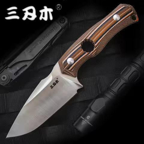 Sanrenmu S725P Fixed Blade Knife 14C28N With Sheath Outdoor Camping Survival Hunting Edc Cutter Tool