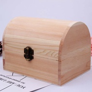 Ready Stock Pine Storage Box Home Wooden Jewelry Box Pine Jewelry Solid Wooden Box Arch Storage Box