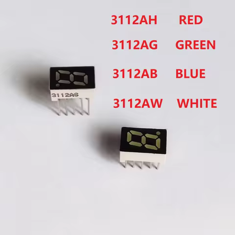 10PCS 3112AH 3112AB 3112AG 3112AW 0.31 Inch Common Cathode One Digit Seven Segment Led Display Tube 