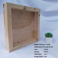 KAYU 3d Photo Frame Wood Material 20x20+acrylic Cavity 3.3 cm/Wedding Dowry Container