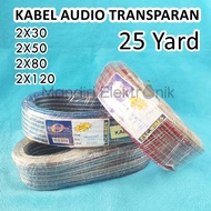 (Roll) Transparent Electrical Cable 2x30 2x50 2x80 2x120 25 Yard 25Y Transparent Audio Cable Roll 25