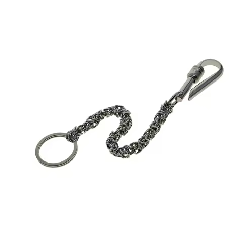 Simple design stainless steel handmade Byzantine chain U fish hook keychains wallet biker jean chain