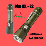 Đèn Pin Cầm Tay Siêu Sáng Chiếm Thuật CX 22 Led XHP50.D Sáng 3000lumen Xa 800m Công Tắc Kép Tactical