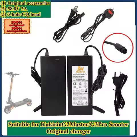 Suitable for Kukirin G2 Master/G3Pro Scooter Original Charger 58.8V 2A Charger 3-hole CQ Waterproof 