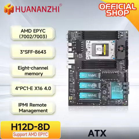HUANANZHI H12D 8D AMD Motherboard support AMD EPYC 7002 7003 series CPU 8 channel DDR4 memory Dual 2