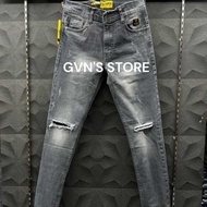 Long ripped jeans in grey or grey slim fit stretch men jeans seluar jeans lelaki