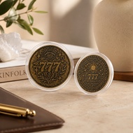 777 Lucky Number 3D Embossed Collectible Coin Vintage Antique Bronze Fortune Motivational Keepsake G