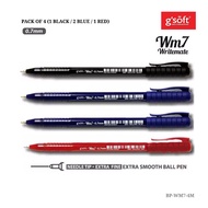 G'soft | Ball Pen | G'soft Ball Pen WM7 0.7mm Pack in 4 pcs (Blue / Black / Blue & Black & Red)