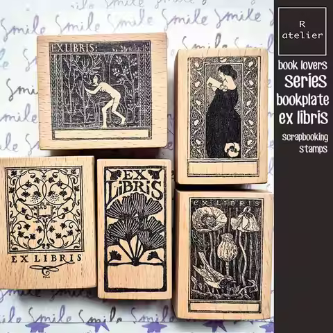 Stamp Scrapbooking Bookplate Library Card Book Lovers Diary Decoration Ex Libris Wooden Stamps