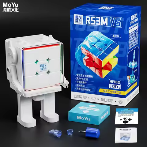 MoYu Robot RS3M V5 3x3 Dual Adjustment Version Cube Speed Magic Puzzle Cube No Sticker MagLev Ball-C
