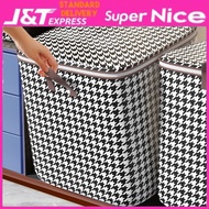 SN_ Clothes Storage Bag with Zipper and Handle Foldable Blanket Storage Box Large Capacity Blanket C