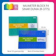 1 PCS (20 LEMBAR) MILIMETER BLOCK F4 SINAR DUNIA/ KERTAS MILIMETER FOLIO/ GRAPH PAPER PAD (R-3775)