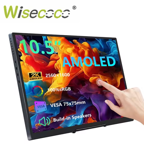 Wisecoco AMOLED 2.5K Portable Monitor Touchscreen 10.5 inch 2560x1600 Secondary Display for Raspberr