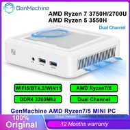 GenMachine RGB AMD Ryze 7 3750H/R5 3550H/R7 2700U DDR4 M.2 2280 SSD Win11 PRO WiFi5 4K HD Output Por
