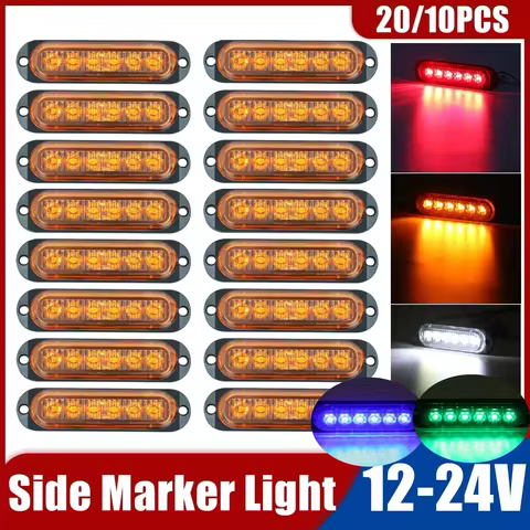 20/10X 12-24V 6LED Clearance Lamp Trailer Side Marker Car Light Universal Indicators for Truck Tract