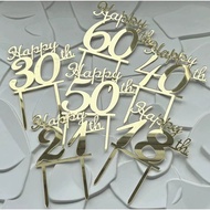 18th 21st 30th 40th 50th 60th Happy birthday Acrylic cake topprt 18 21 50 60岁生日蛋糕插牌装饰 长辈岁数亚克力插牌