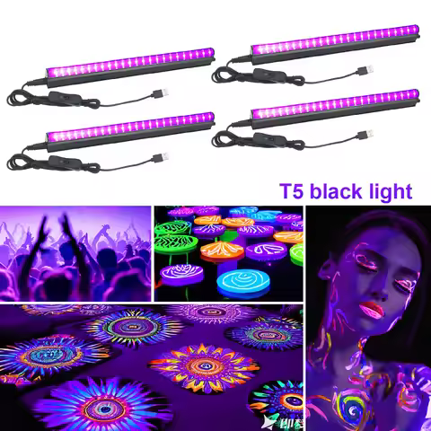 LED Black Light 6W 395nm T5 UV Black light Bar for Fluorescent Tapestry Poster Body Paint Glow Hallo