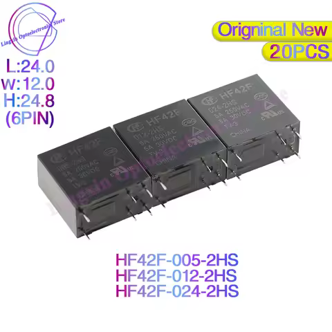 relays 20Pcs/lot HF42F -005 012 024 -2HS 5A 6Pin 250VAC Power 5V 12V 24VDC FTR-F4AK024T F4AK024T HF4