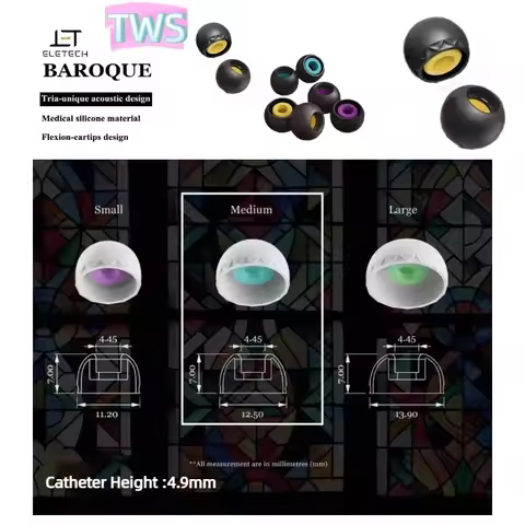 Silicone Eartips for ELE Baroque Eletech Tria TWS Headphone Earplug for HiFi Ie900 AZ80 XM5 Medical 