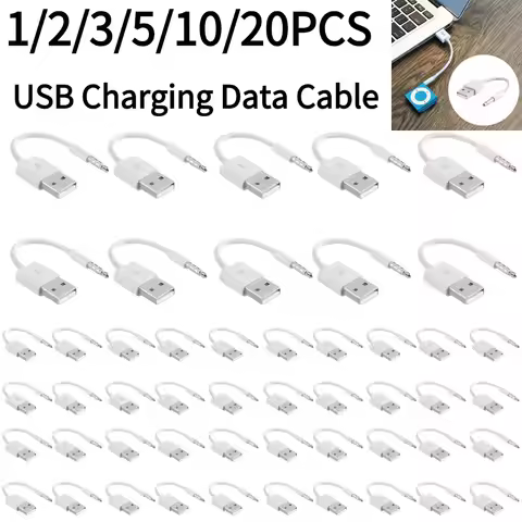 1-20pcs Charging Data Cable For Apple iPod For Shuffle USB to 3.5mm Jack Adapter Cable For MP4 Playe