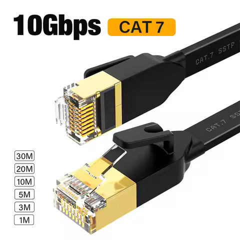 CAT7 Ethernet Cable Flat Lan Cable SFTP Round RJ45 Network Cable Cat 7 Internet Cord for Router Mode
