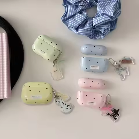 For Apple Airpods 2 Airpods Pro/Pro 2/Pro3, Airpods 3, Airpods 4 Earphone Case, with Hook, INS Dots 