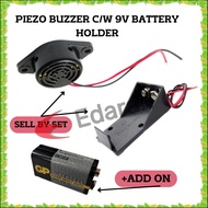 PIEZO ELECTRONIC BUZZER BEEP TONE ALARM C/W 9V BATTERY HOLDER / 9V BATTERY (SQUARE)