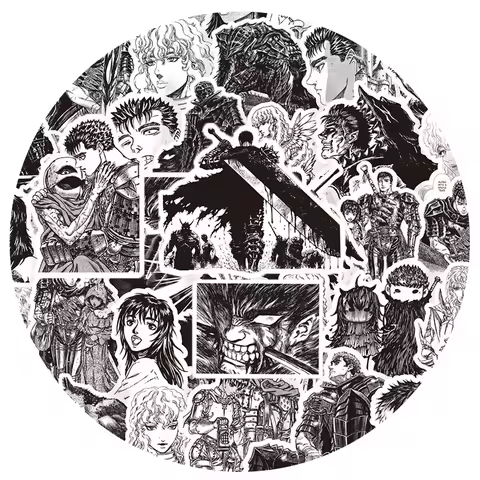 10/30/82pcs Japan Anime Berserk Guts Casca Stickers Cool Black White Manga Decals Notebook Helmet Ph