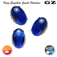 Cincin Batu Akik Pria Blue King Sapphire Obsidian Jumbo