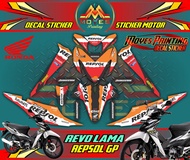 Decal Revo 100 cc Striping Revo 2008 Old Sticker Honda Revo Lama Motif Repsol Keren