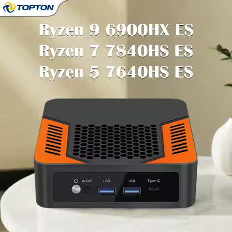 Topton Mini PC AMD Ryzen 7 7840HS ES 6800H ES R5 7640HS ES Dual LAN 2xDDR5 PCIe4.0 Windows 11 Nuc Mi