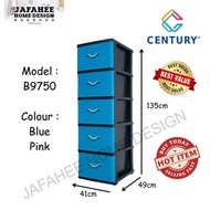 【JFW】 Century B9750 5 Tier Plastic Drawer / Cloth Cabinet / 5 Tier Drawer B9750 Laci 5 Tingkat