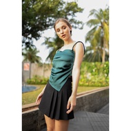 HIJAU SMOOCH THE LABEL Ella Green Top - Green Sleeveless Top with Details WovenTALI