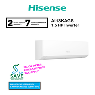 (SAVE 4.0) Hisense Air Cond AI13KAGS 1.5HP Inverter Air Conditioner R32  Aircond