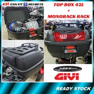YHPRO 42L Top Box + GIVI Monorack Advance Rack MV / MRV YAMAHA NMax Solariz Avantiz Y16ZR LC135 HONDA RSX WMoto
