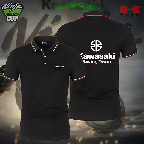 Kawasaki 2025 New Men's Polo Shirt V-neck T-shirt Coach Cycling Suit Motorcycle Couple Shirt Fashion