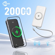 Powerbank 30000mah Built-in 4 cables fast charging Wireless charging power bank Micro USB Type C For