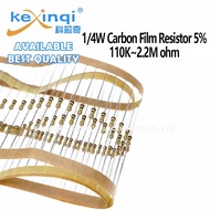 (100pcs) 1/4W Carbon Film Resistor 110k~2.2M 5% 220k 330k 470k 120k 1M 680k 510k 150k 2.2M 200k Ohm 