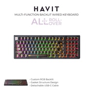 HAVIT HVKB-KB875L-TEA Fully Transparent Backlit Mechanical Gaming Keyboard with Hot Swap