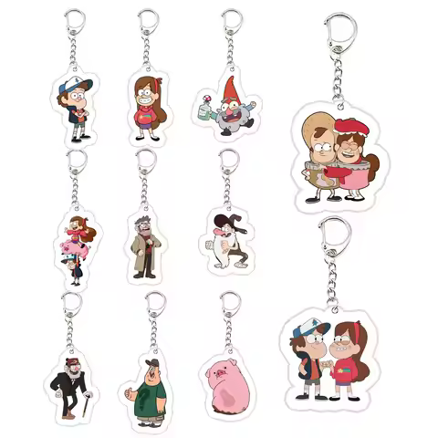 Acrylic Gravity Falls Keyring Key Chains Cute Gravity Falls KeyChain Pendant KeyRing for Accessories