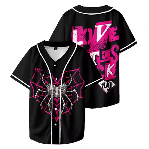 ‎AJ Lee Love Bites Spider Web Baseball T-shirt Men's Womens Baseball Uniform Summer Casual Short Sle