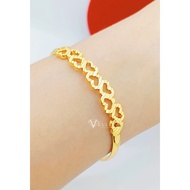 [VJ]NEW Bangle "Heart" 999.9 Bangkok Gold Plated D:55mm Adjustable Bangles BG267 <Gelang Tangan>