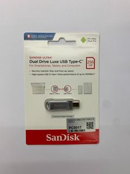 Sandisk 256GB 全新原裝香港行貨 Dual Drive Luxe USB3.1+Type-C3.1 R:150MB SDDDC4-256G-G46 PC0017