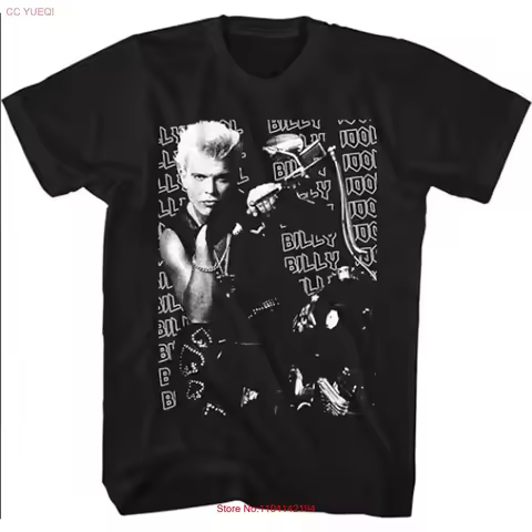 Billy Idol Music On Motorcycle Image Adult T Shirt vintage Washed Stretched Comfortable Stylish desi