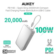 Aukey PB-Y48 Spark Sling 100W 20000mAh Compact Fast Charging Power Bank Built-in USB-C Cable